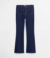 Rivete Curvy Patch Pocket High Rise Slim Flare Jeans Classic Rinse Wash