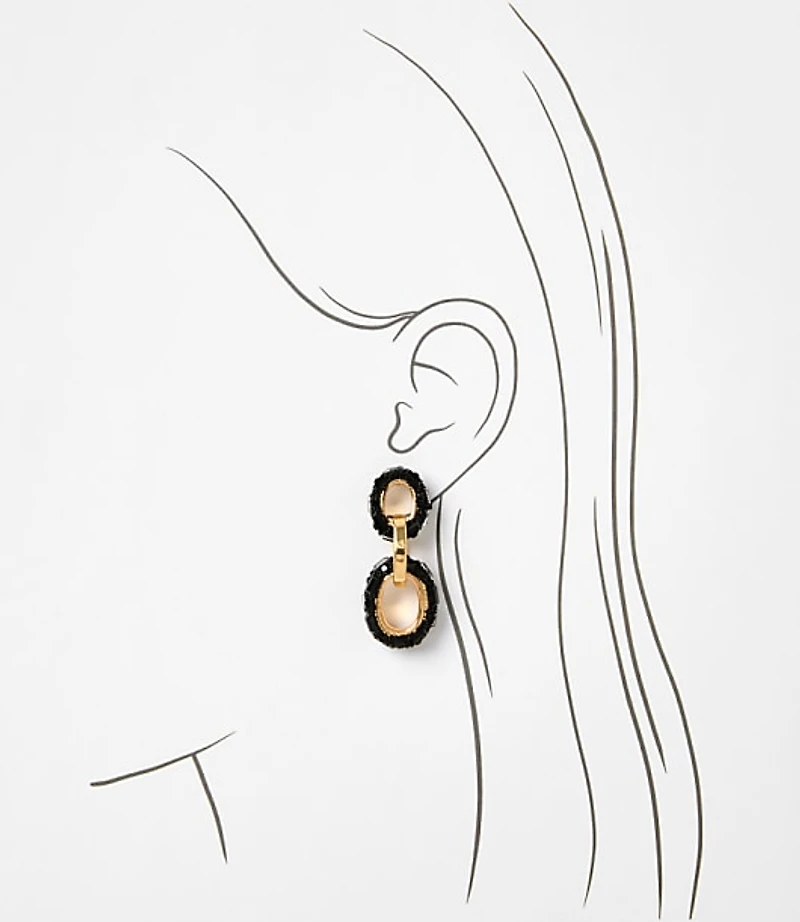 Beaded Link Drop Statement Earrings