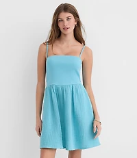 LOFT Beach Triple Cloth Mixed Media Mini Pocket Dress