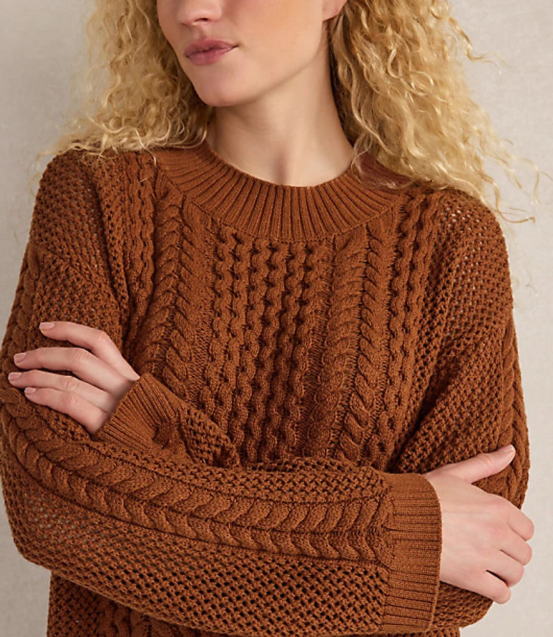 Haven Well Within Cotton Blend Mixed Stitch Crewneck Sweater