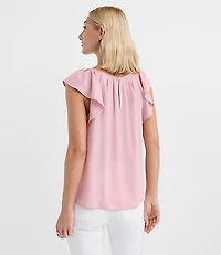 Flutter Sleeve Mixed Media Blouse