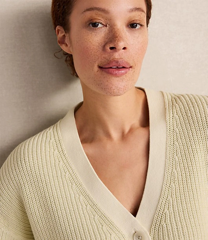 Haven Well Within Garment-Dyed Organic Cotton Shaker Stitch Cardigan