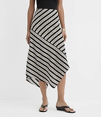 Striped Asymmetrical Midi Skirt