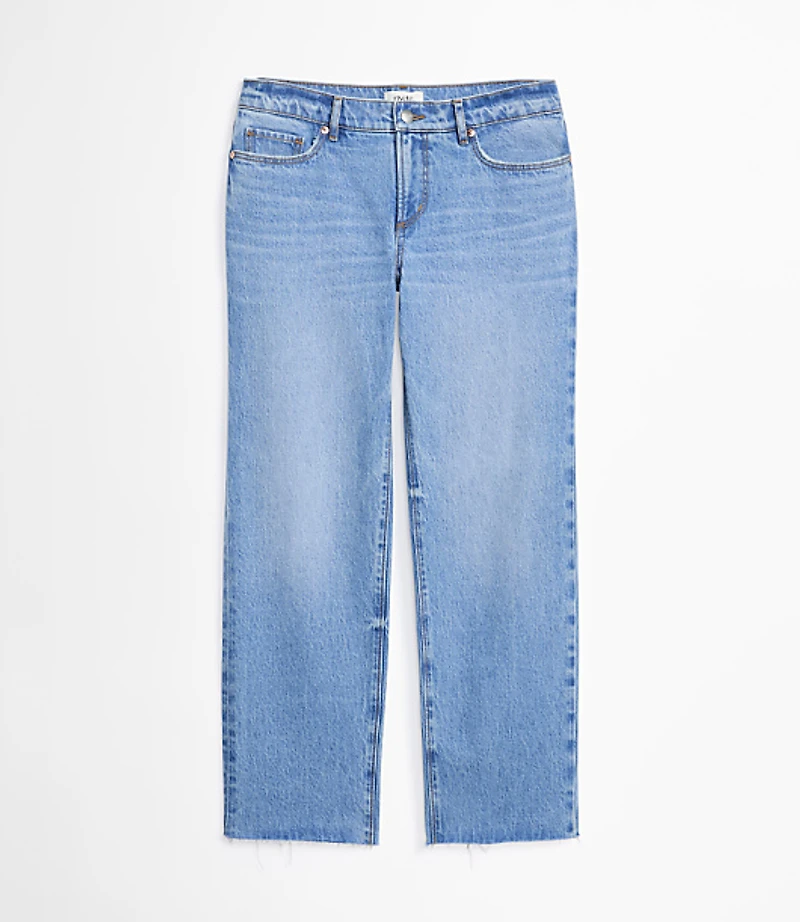 Rivete Petite Curvy Fresh Cut Low Rise Straight Jeans Medium Light Authentic Indigo