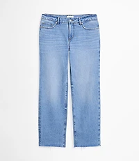 Rivete Petite Curvy Fresh Cut Low Rise Straight Jeans Medium Light Authentic Indigo