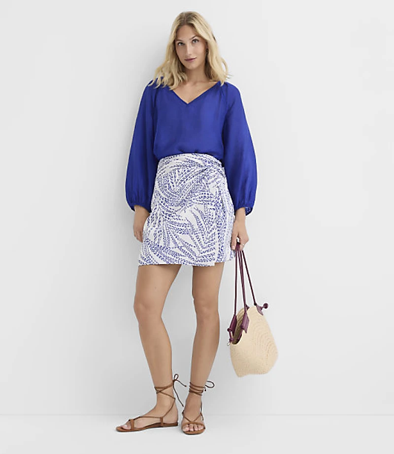 Petite Pleated V-Neck Blouse