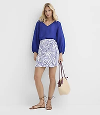 Petite Pleated V-Neck Blouse