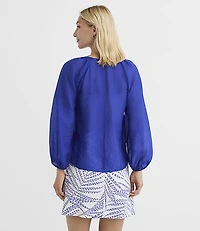Petite Pleated V-Neck Blouse