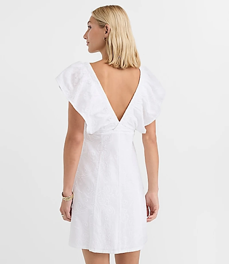 Petite Paisley Embroidered Double V Mini Dress