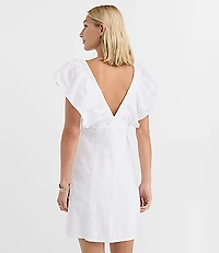 Petite Paisley Embroidered Double V Mini Dress