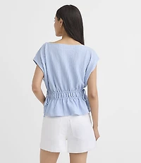 Petite Side Tie Boatneck Top