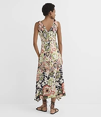 Petite Garden Ikat Twist Double V Midi Dress