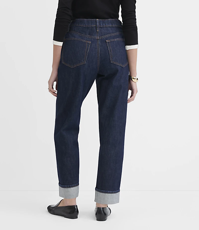 Rivete Selvedge Curvy Cuffed High Rise Straight Jeans Nova Wash