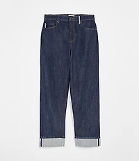 Rivete Selvedge Curvy Cuffed High Rise Straight Jeans Nova Wash