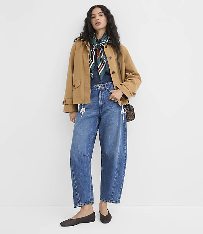 Faux Leather Trim Barn Jacket