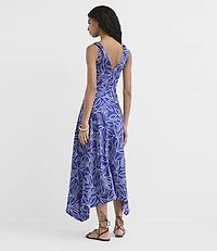 Petite Leafed Twist Double V Midi Dress