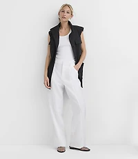 Petite Belted Funnel Neck Pocket Vest