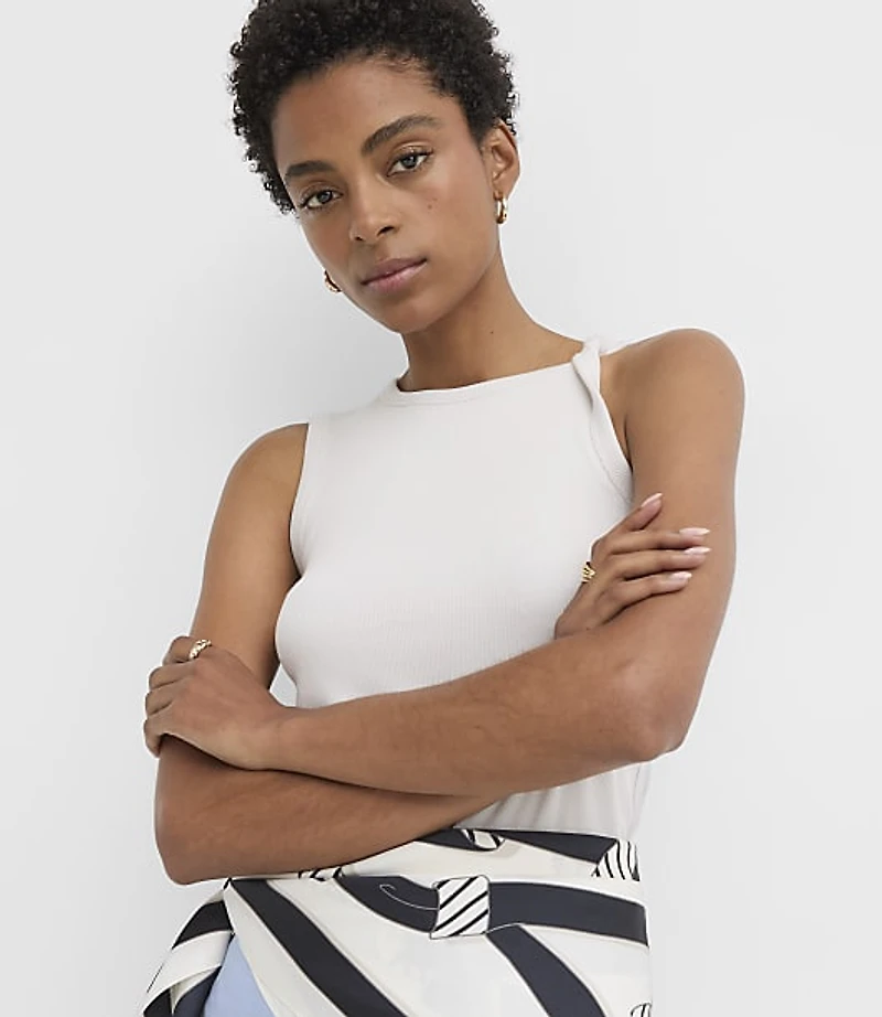 Twist Shoulder Perfect Ribbed Tank Top
