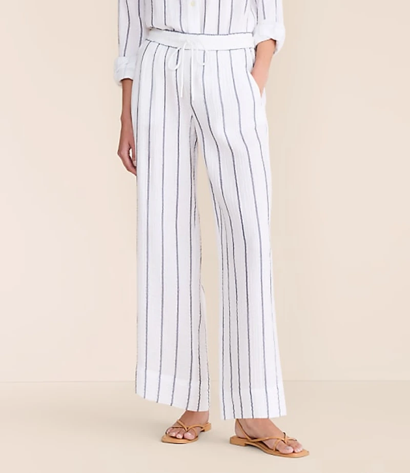 Lou & Grey Striped Triple Cloth Wide Leg Pants