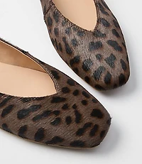 Leopard Prnt Hair Calf High Vamp Ballet Flats