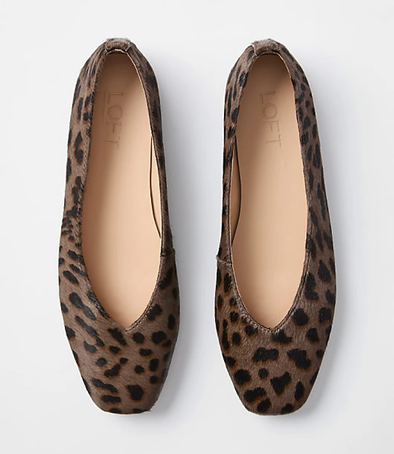 Leopard Prnt Hair Calf High Vamp Ballet Flats