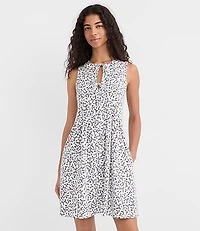 Petite Floral Pintucked Bow Mini Pocket Dress