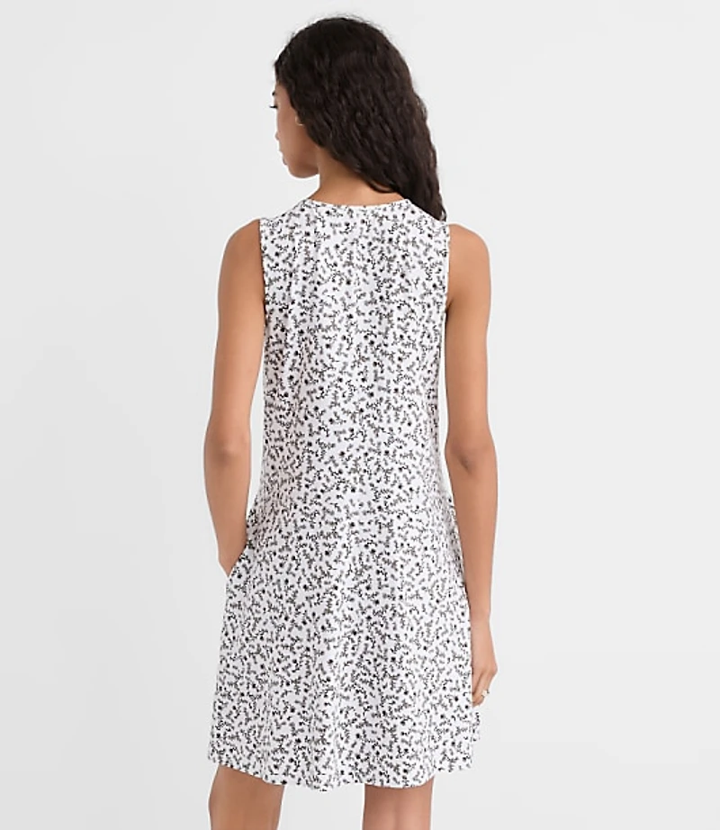 Petite Floral Pintucked Bow Mini Pocket Dress