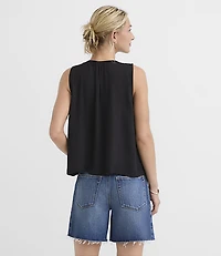Petite Pleated Tie V-Neck Shell