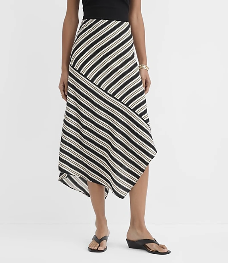 Tall Striped Asymmetrical Midi Skirt