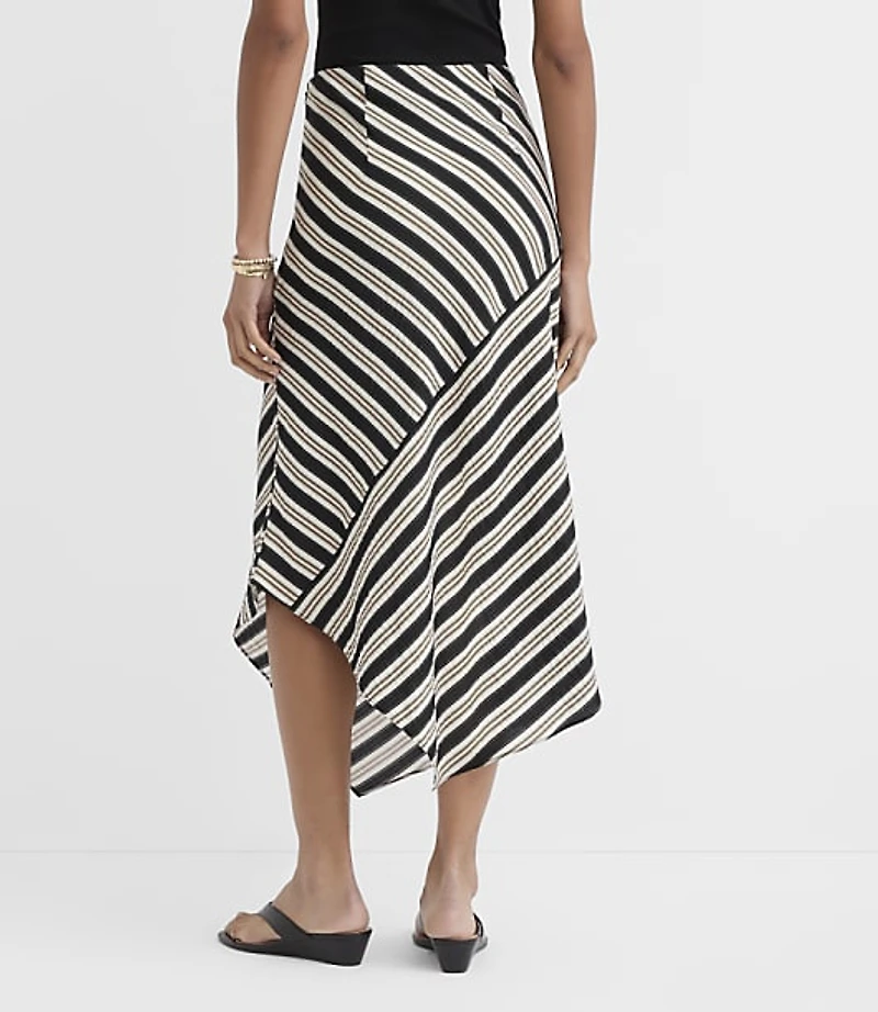 Tall Striped Asymmetrical Midi Skirt