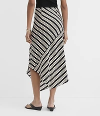 Tall Striped Asymmetrical Midi Skirt