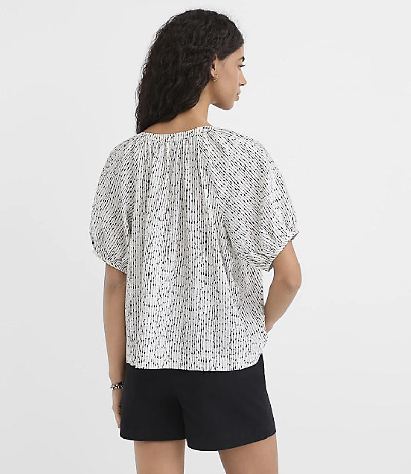 Petite Raindrop Puff Sleeve Split Neck Top