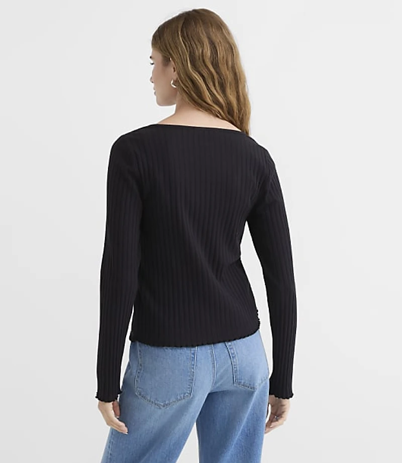 Ruffle Ribbed Cardigan