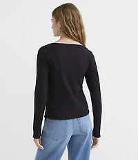 Ruffle Ribbed Cardigan