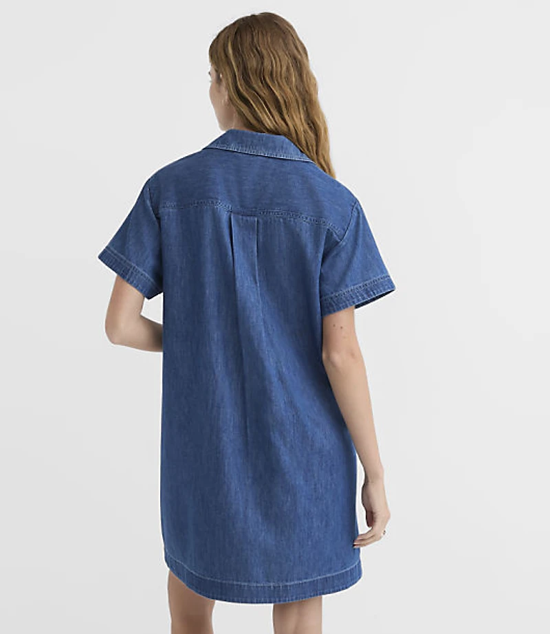 Chambray Bow Mini Pocket Dress