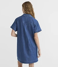 Chambray Bow Mini Pocket Dress