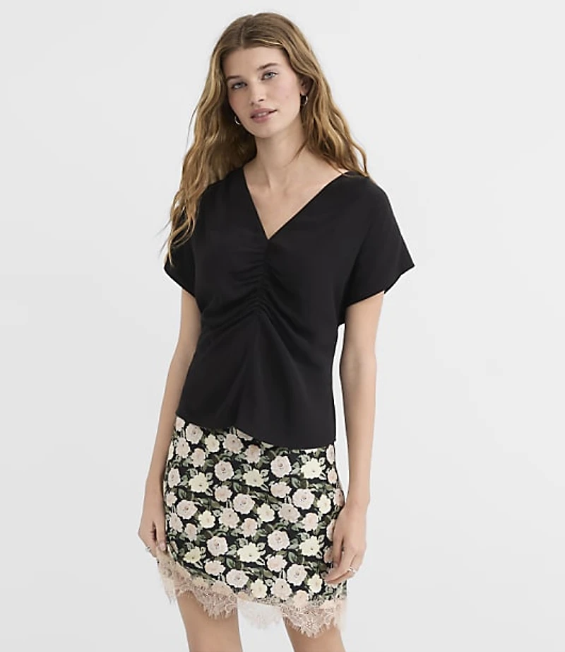 Ruched Flutter Sleeve Top