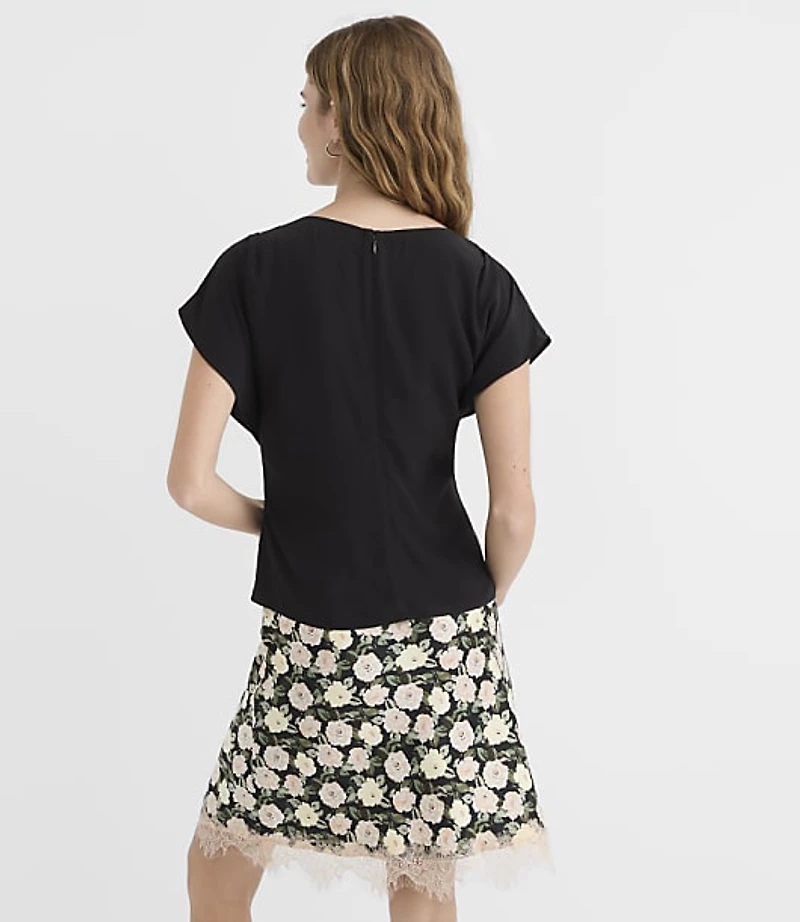Ruched Flutter Sleeve Top