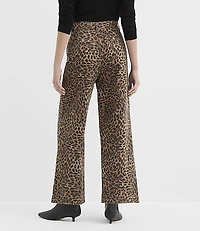 Curvy Palmer Denim Wide Leg Pants Leopard Print