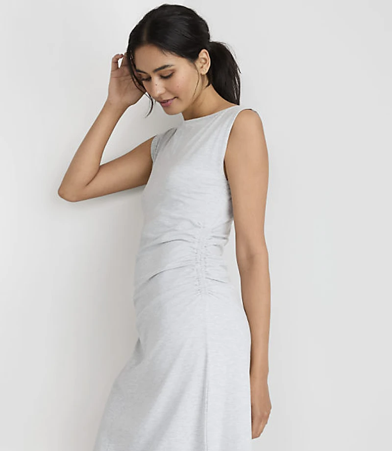 Petite Lou & Grey Heathered Ruched Boatneck Maxi Dress