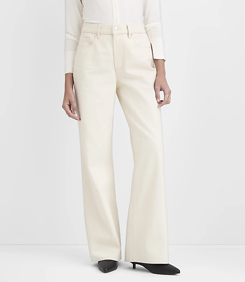 Rivete High Rise Wide Leg Jeans Ecru