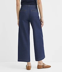Petite Curvy Palmer Denim Wide Leg Pants Classic Rinse Wash