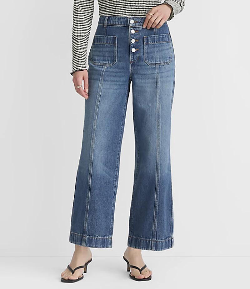 Seamed Palmer Wide Leg Denim Pants Light Vintage Wash
