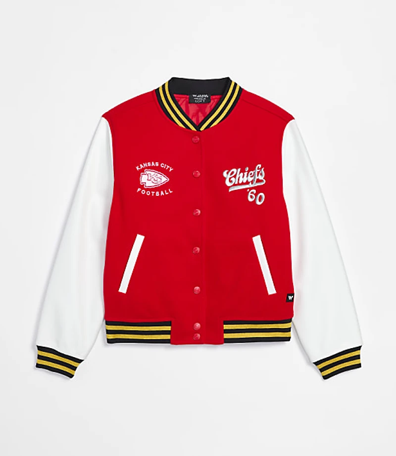 The Wild Collective Kansas City Chiefs Pearl Varsity Jacket