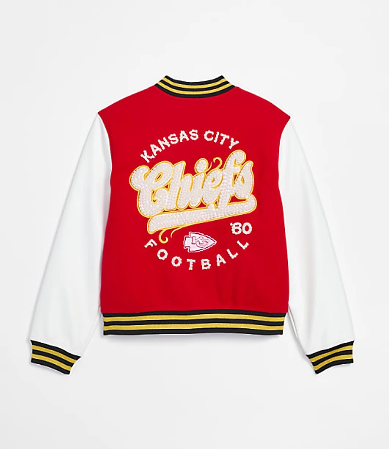 The Wild Collective Kansas City Chiefs Pearl Varsity Jacket