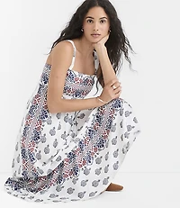 Petite Border Paisley Strappy Midi Pocket Dress