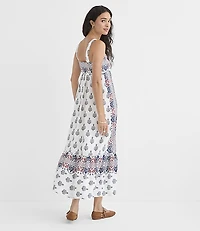 Petite Border Paisley Strappy Midi Pocket Dress