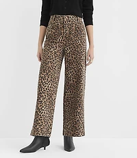 Tall Palmer Denim Wide Leg Pants Leopard Print