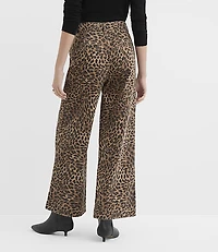 Tall Palmer Denim Wide Leg Pants Leopard Print