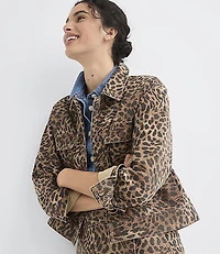 Petite Denim Jacket Leopard Print